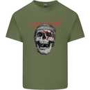 Straight Edge Skull Biker Motorcycle Mens Cotton T-Shirt Tee Top Military Green
