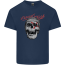 Straight Edge Skull Biker Motorcycle Mens Cotton T-Shirt Tee Top Navy Blue