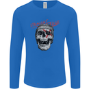 Straight Edge Skull Biker Motorcycle Mens Long Sleeve T-Shirt Royal Blue
