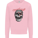 Straight Edge Skull Biker Motorcycle Mens Sweatshirt Jumper Light Pink