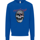 Straight Edge Skull Biker Motorcycle Mens Sweatshirt Jumper Royal Blue