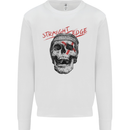 Straight Edge Skull Biker Motorcycle Mens Sweatshirt Jumper White