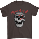Straight Edge Skull Biker Motorcycle Mens T-Shirt Cotton Gildan Dark Chocolate