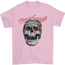 Straight Edge Skull Biker Motorcycle Mens T-Shirt Cotton Gildan Light Pink