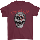 Straight Edge Skull Biker Motorcycle Mens T-Shirt Cotton Gildan Maroon