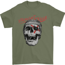 Straight Edge Skull Biker Motorcycle Mens T-Shirt Cotton Gildan Military Green