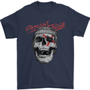 Straight Edge Skull Biker Motorcycle Mens T-Shirt Cotton Gildan Navy Blue