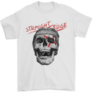 Straight Edge Skull Biker Motorcycle Mens T-Shirt Cotton Gildan White