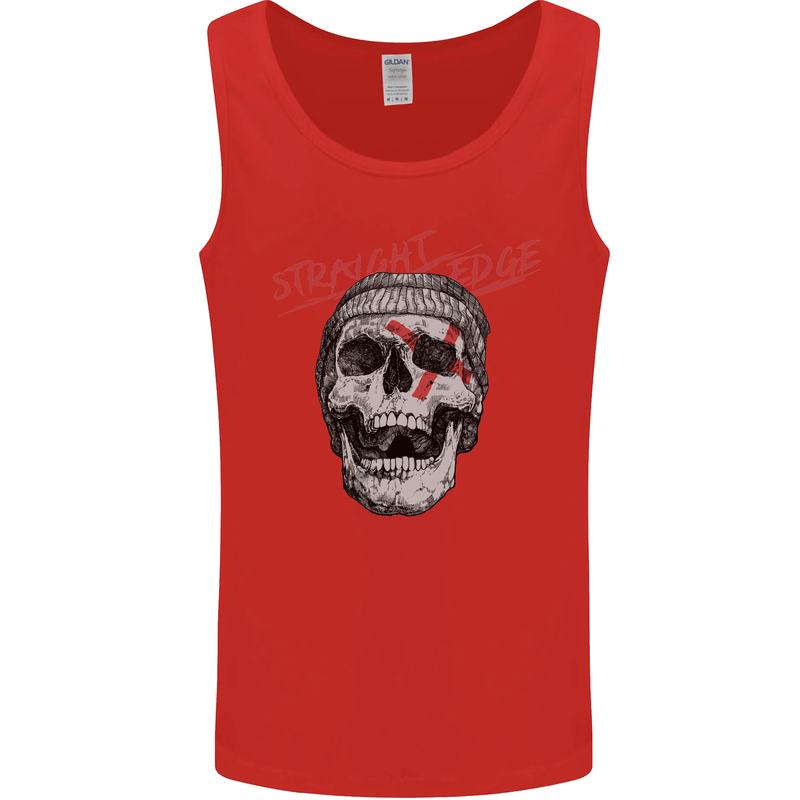 Straight Edge Skull Biker Motorcycle Mens Vest Tank Top Red