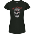 Straight Edge Skull Biker Motorcycle Womens Petite Cut T-Shirt Black