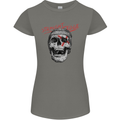 Straight Edge Skull Biker Motorcycle Womens Petite Cut T-Shirt Charcoal