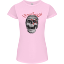 Straight Edge Skull Biker Motorcycle Womens Petite Cut T-Shirt Light Pink