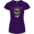 Straight Edge Skull Biker Motorcycle Womens Petite Cut T-Shirt Purple