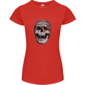 Straight Edge Skull Biker Motorcycle Womens Petite Cut T-Shirt Red