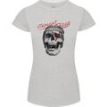 Straight Edge Skull Biker Motorcycle Womens Petite Cut T-Shirt Sports Grey