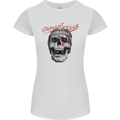 Straight Edge Skull Biker Motorcycle Womens Petite Cut T-Shirt White