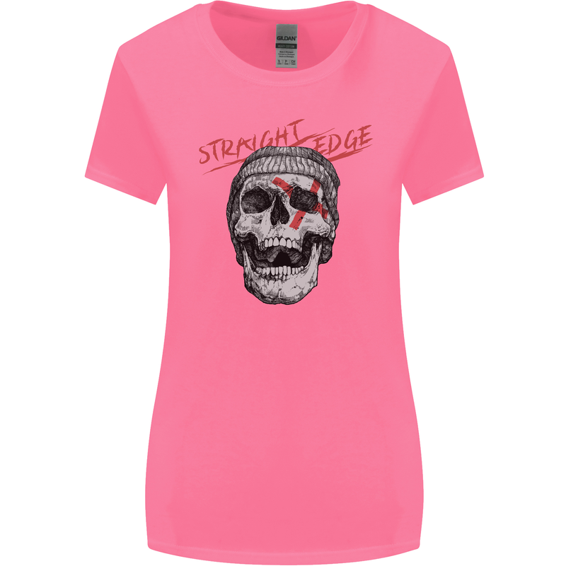 Straight Edge Skull Biker Motorcycle Womens Wider Cut T-Shirt Azalea