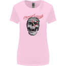 Straight Edge Skull Biker Motorcycle Womens Wider Cut T-Shirt Light Pink