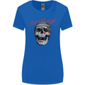 Straight Edge Skull Biker Motorcycle Womens Wider Cut T-Shirt Royal Blue