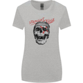 Straight Edge Skull Biker Motorcycle Womens Wider Cut T-Shirt Sports Grey