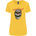 Straight Edge Skull Biker Motorcycle Womens Wider Cut T-Shirt Yellow