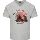 Straight Outta Japan Funny Mens V-Neck Cotton T-Shirt Sports Grey