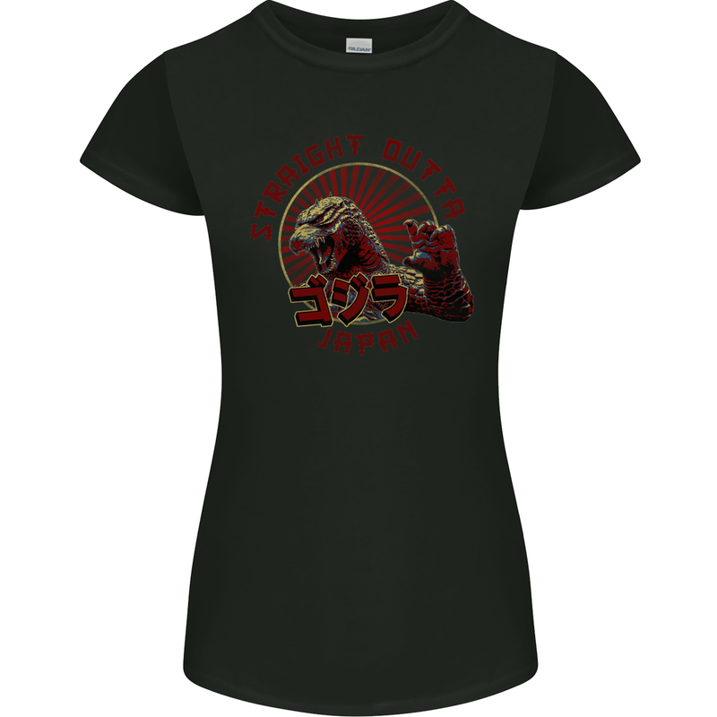 Straight Outta Japan Funny Womens Petite Cut T-Shirt Black