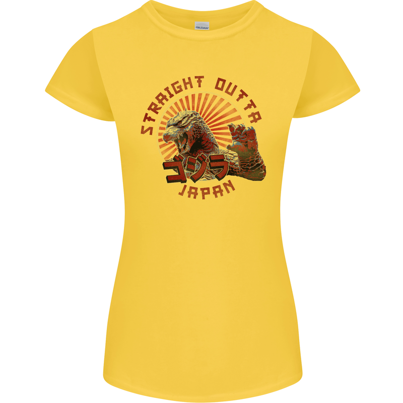 Straight Outta Japan Funny Womens Petite Cut T-Shirt Yellow