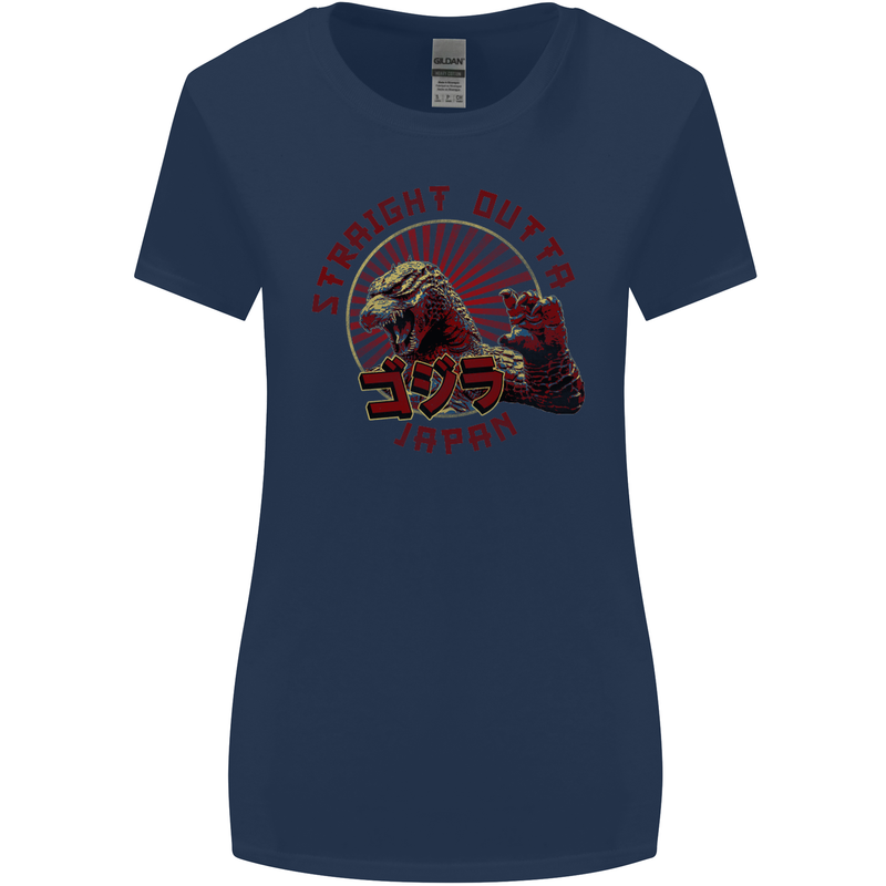 Straight Outta Japan Funny Womens Wider Cut T-Shirt Navy Blue