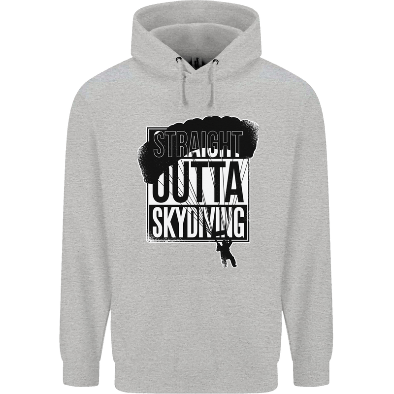 Straight Outta Skydiving Funny Freefall Childrens Kids Hoodie Sports Grey