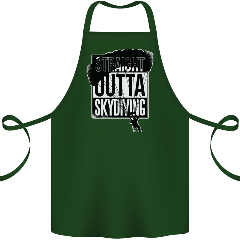 Straight Outta Skydiving Funny Freefall Cotton Apron 100% Organic Forest Green
