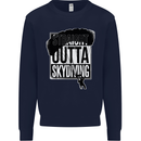 Straight Outta Skydiving Funny Freefall Kids Sweatshirt Jumper Navy Blue