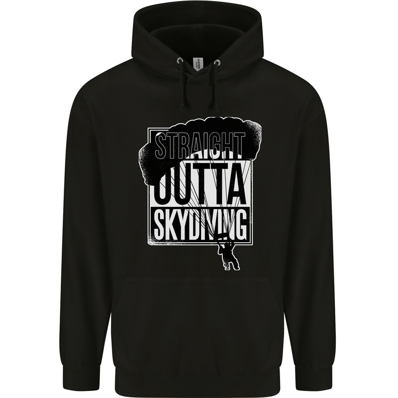 Straight Outta Skydiving Funny Freefall Mens 80% Cotton Hoodie Black