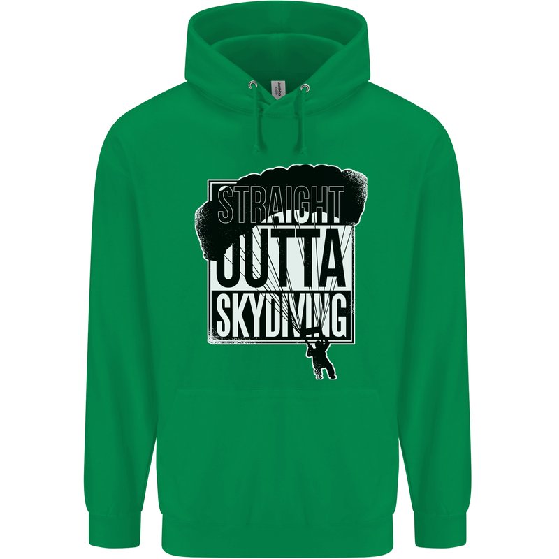 Straight Outta Skydiving Funny Freefall Mens 80% Cotton Hoodie Irish Green