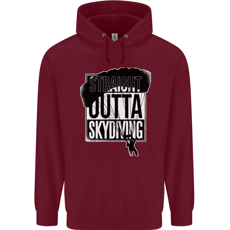 Straight Outta Skydiving Funny Freefall Mens 80% Cotton Hoodie Maroon