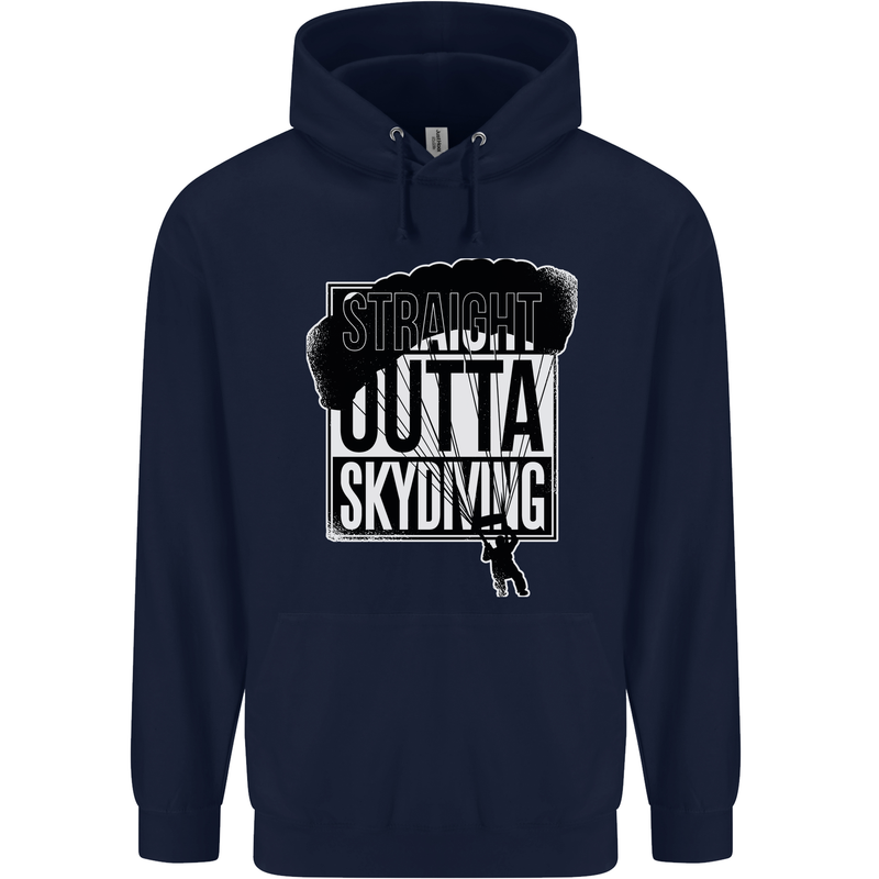 Straight Outta Skydiving Funny Freefall Mens 80% Cotton Hoodie Navy Blue
