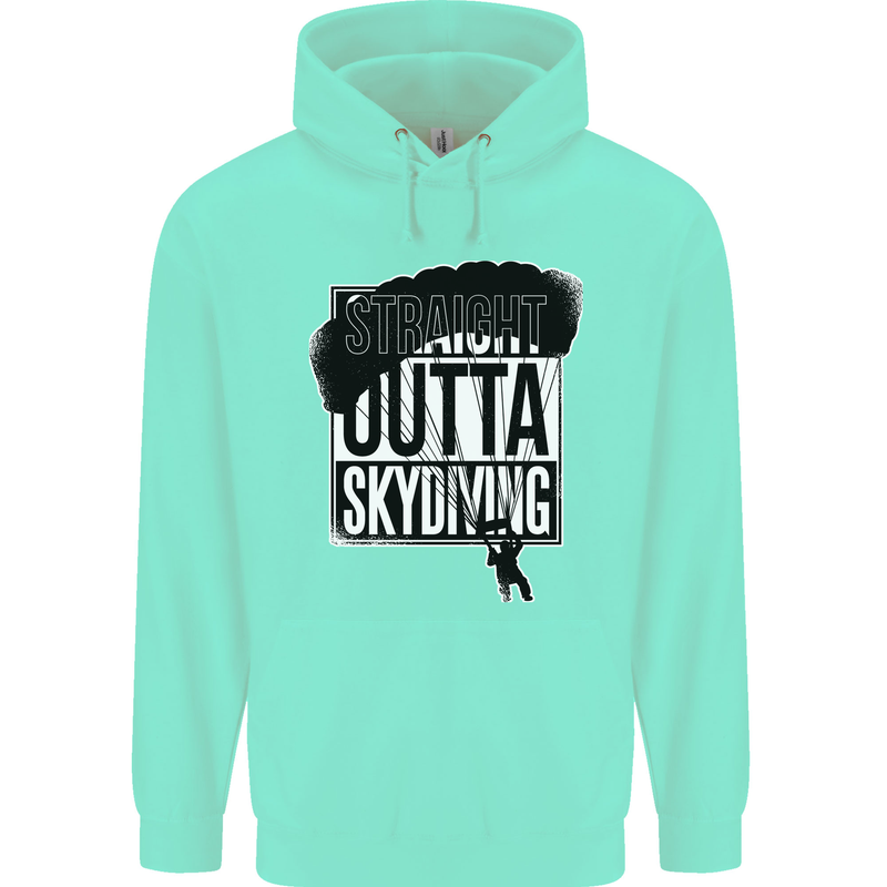 Straight Outta Skydiving Funny Freefall Mens 80% Cotton Hoodie Peppermint