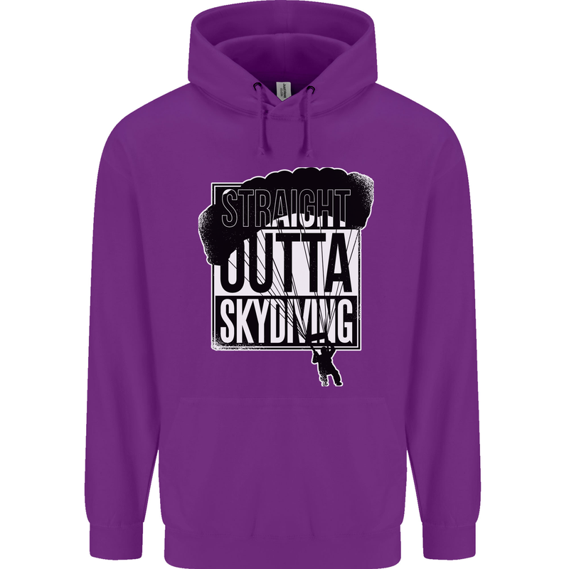 Straight Outta Skydiving Funny Freefall Mens 80% Cotton Hoodie Purple