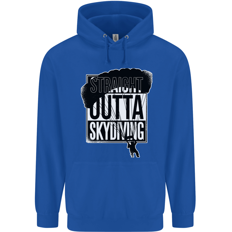 Straight Outta Skydiving Funny Freefall Mens 80% Cotton Hoodie Royal Blue