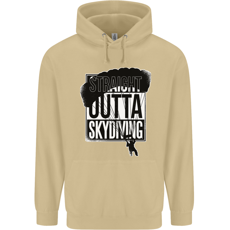 Straight Outta Skydiving Funny Freefall Mens 80% Cotton Hoodie Sand