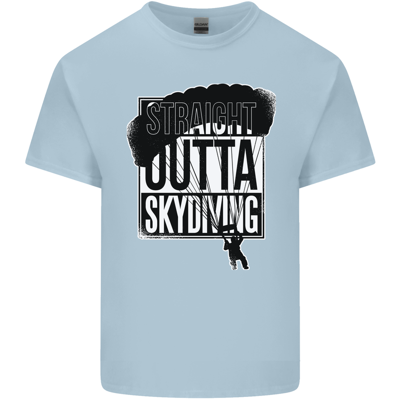 Straight Outta Skydiving Funny Freefall Mens Cotton T-Shirt Tee Top Light Blue