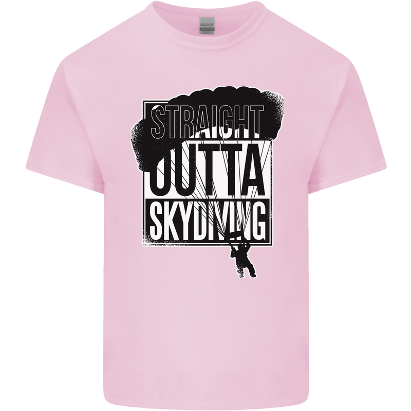 Straight Outta Skydiving Funny Freefall Mens Cotton T-Shirt Tee Top Light Pink