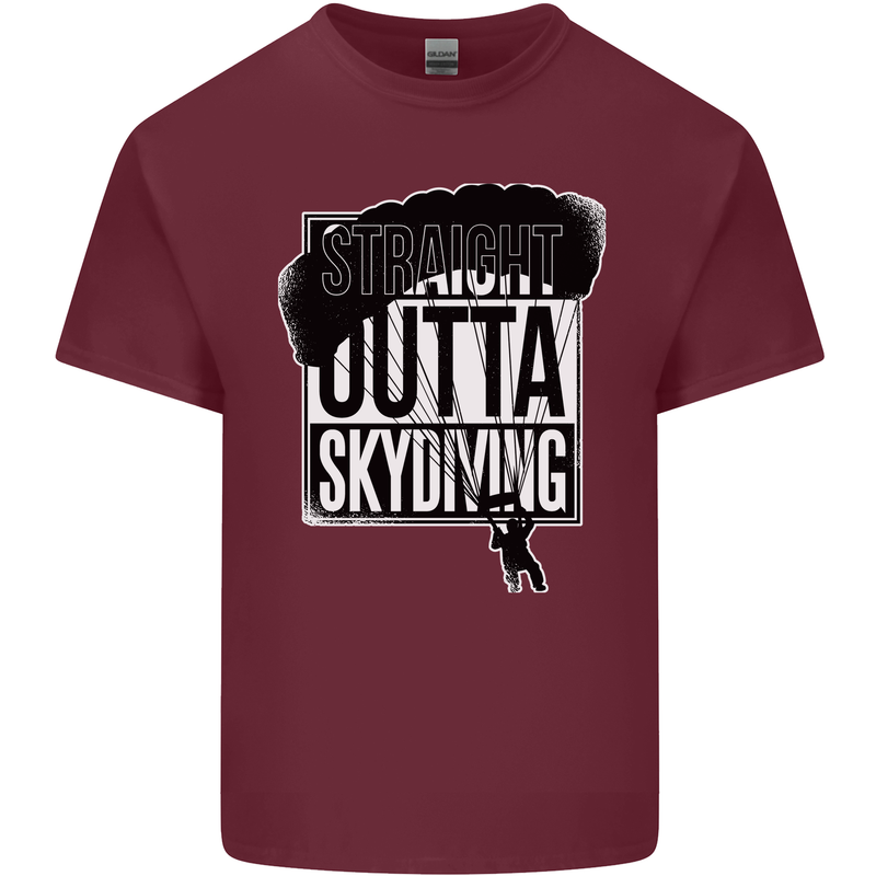 Straight Outta Skydiving Funny Freefall Mens Cotton T-Shirt Tee Top Maroon