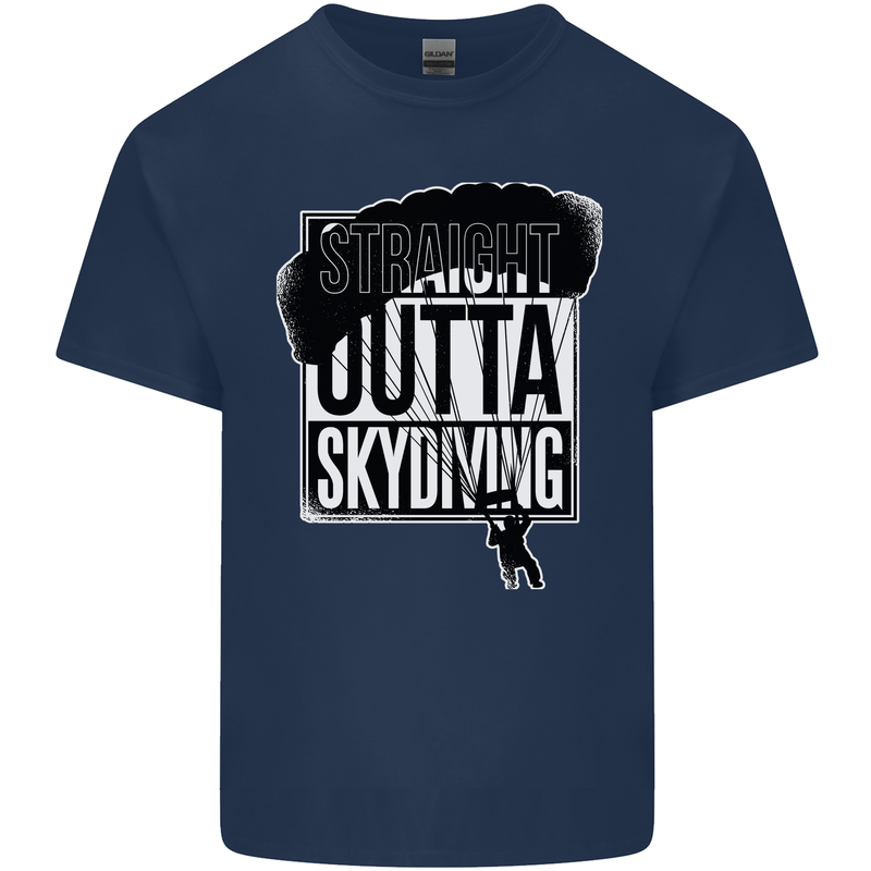 Straight Outta Skydiving Funny Freefall Mens Cotton T-Shirt Tee Top Navy Blue