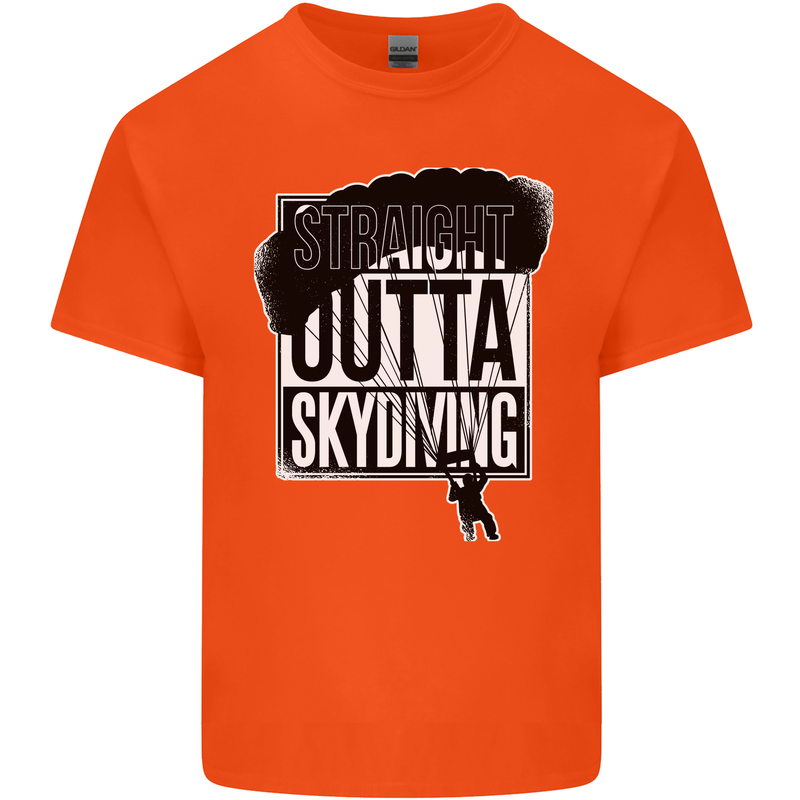 Straight Outta Skydiving Funny Freefall Mens Cotton T-Shirt Tee Top Orange