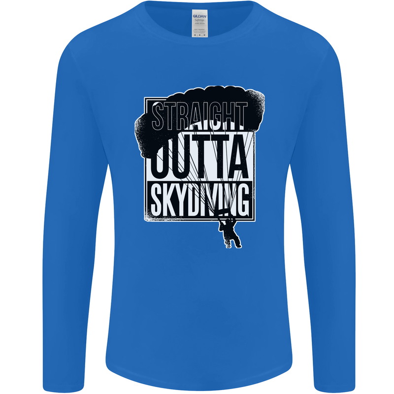 Straight Outta Skydiving Funny Freefall Mens Long Sleeve T-Shirt Royal Blue