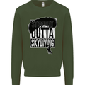 Straight Outta Skydiving Funny Freefall Mens Sweatshirt Jumper Forest Green