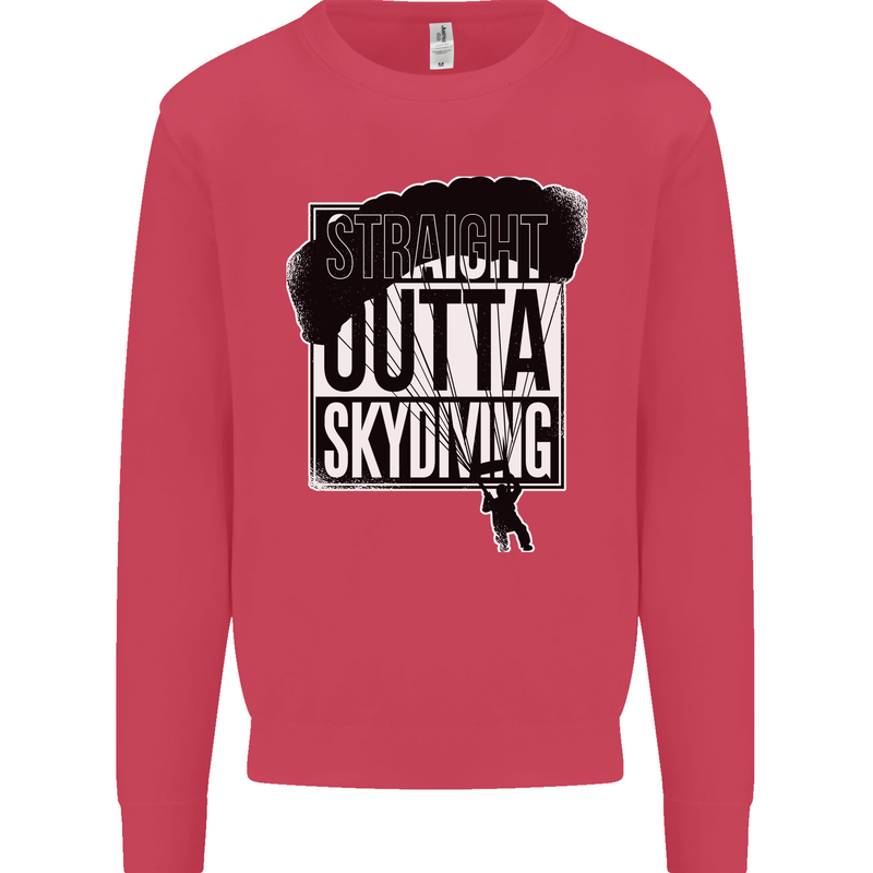 Straight Outta Skydiving Funny Freefall Mens Sweatshirt Jumper Heliconia