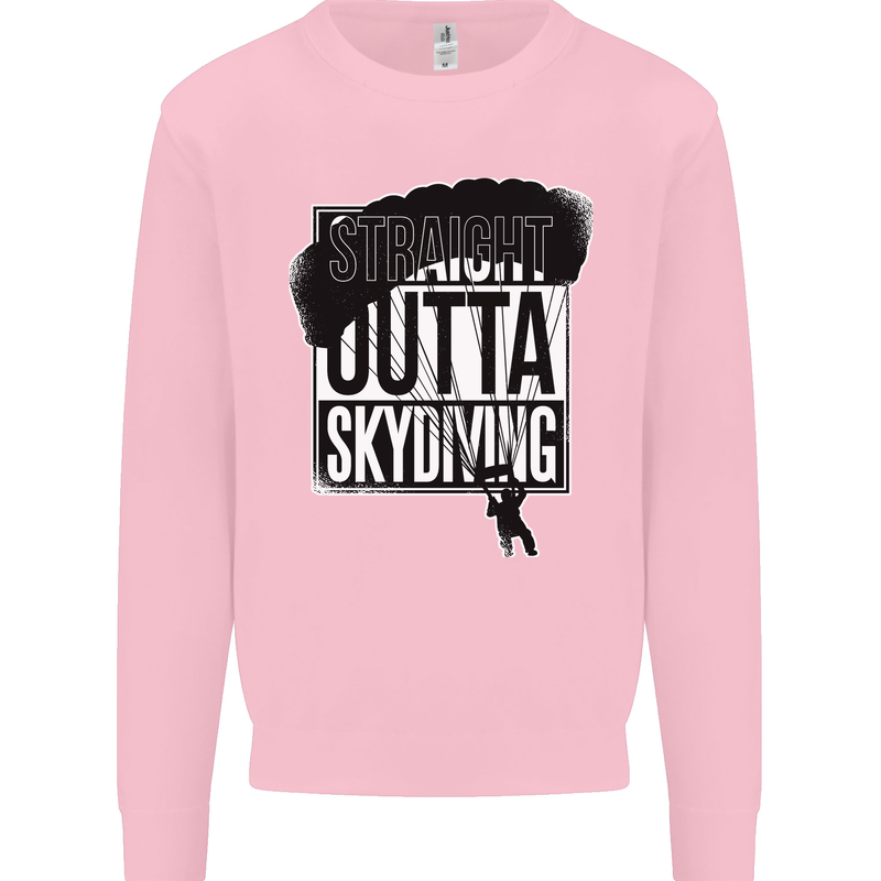 Straight Outta Skydiving Funny Freefall Mens Sweatshirt Jumper Light Pink