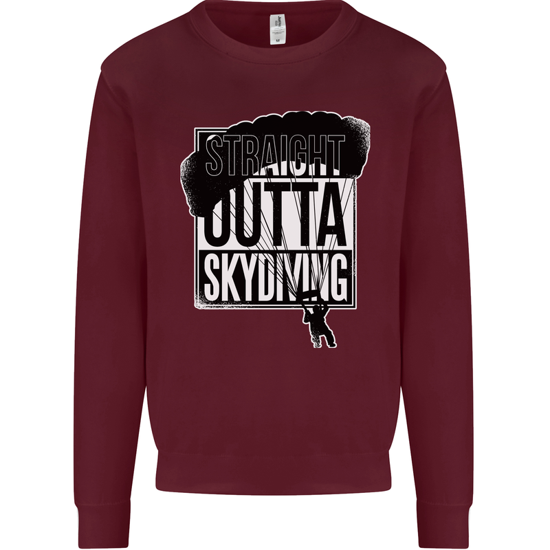 Straight Outta Skydiving Funny Freefall Mens Sweatshirt Jumper Maroon